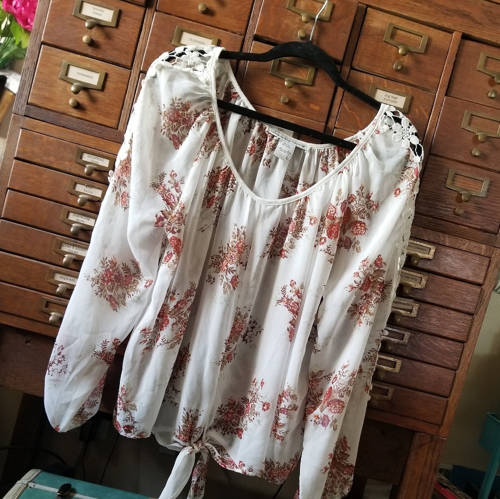 Flowy front tie blouse